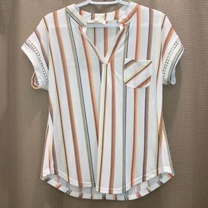 Sweet Wander short sleeve striped shirt with pocket size M, great condition
